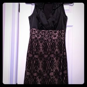 Black Satin and Lace Dress